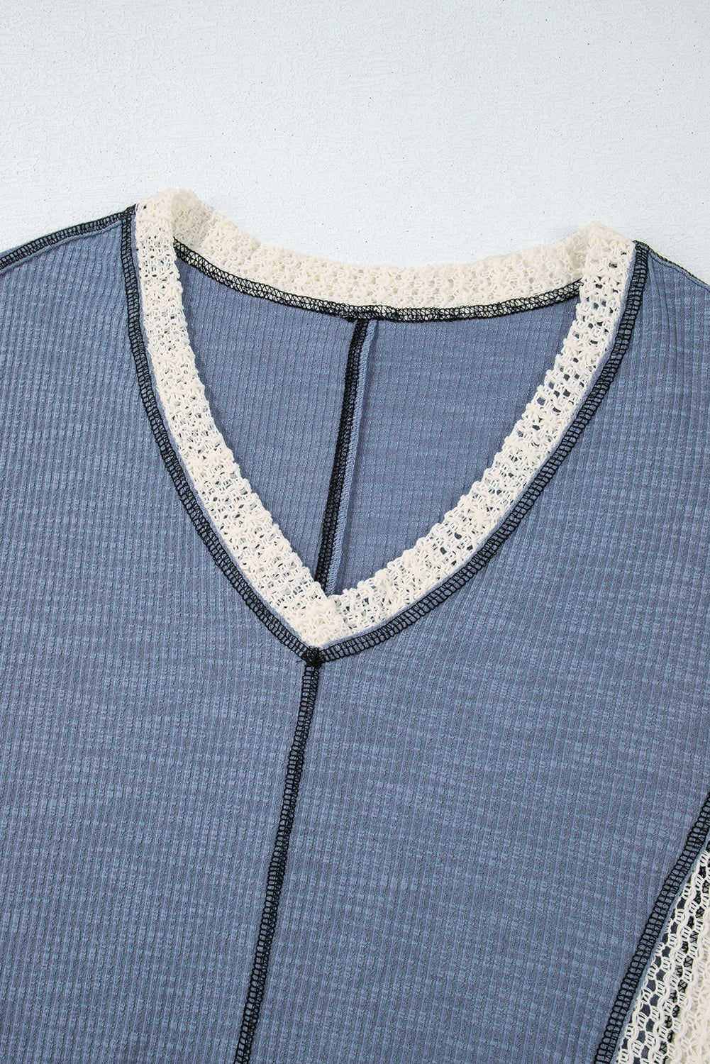 Ruby Crochet Detail Exposed Seam High Low Loose Top